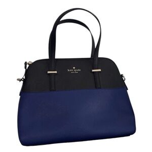 Nwot Kate Spade Black and Blue Satchel with Gold Accents